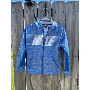 Nike Dri-FIT Boys Blue Space Dye Full Zip Graphic Hoodie Sweatshirt Size Medium